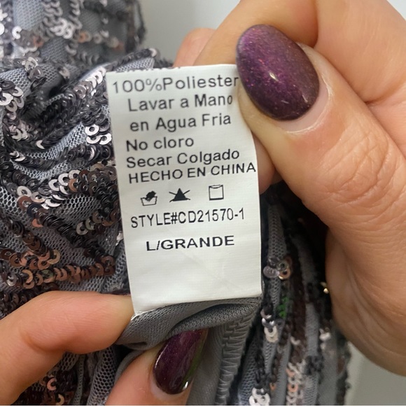 WOMENS L SILVER FORMAL OCCASION DRESS - Picture 5 of 6